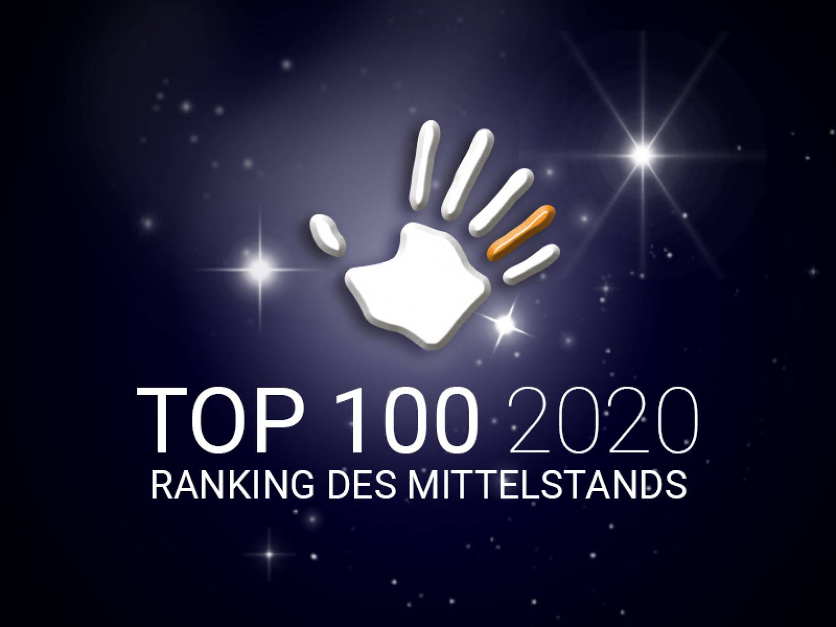 Symobolbild Top 100 des Mittelstandes mit ATOSS Hand