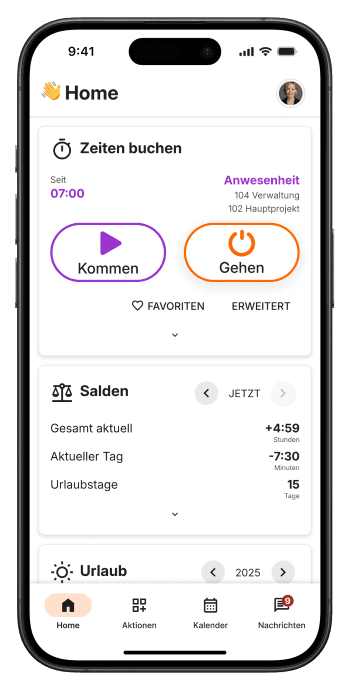ATOSS Time Control: Startbildschirm mobil