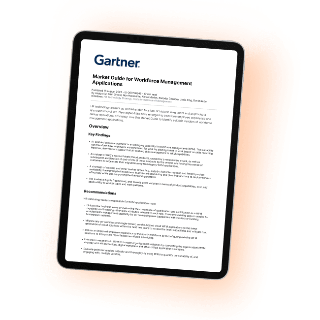 2023 Gartner ® Market Guide for Workforce Management Applications